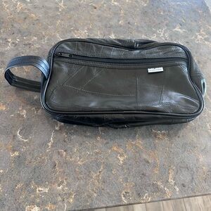 Black Leather Toiletry Bag